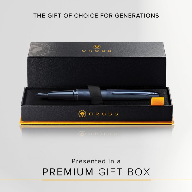 Cross ATX Refillable Fountain Presented in a Luxury Gift Box - Medium Point, Black Ink, Sandblasted Dark Blue - Image 5